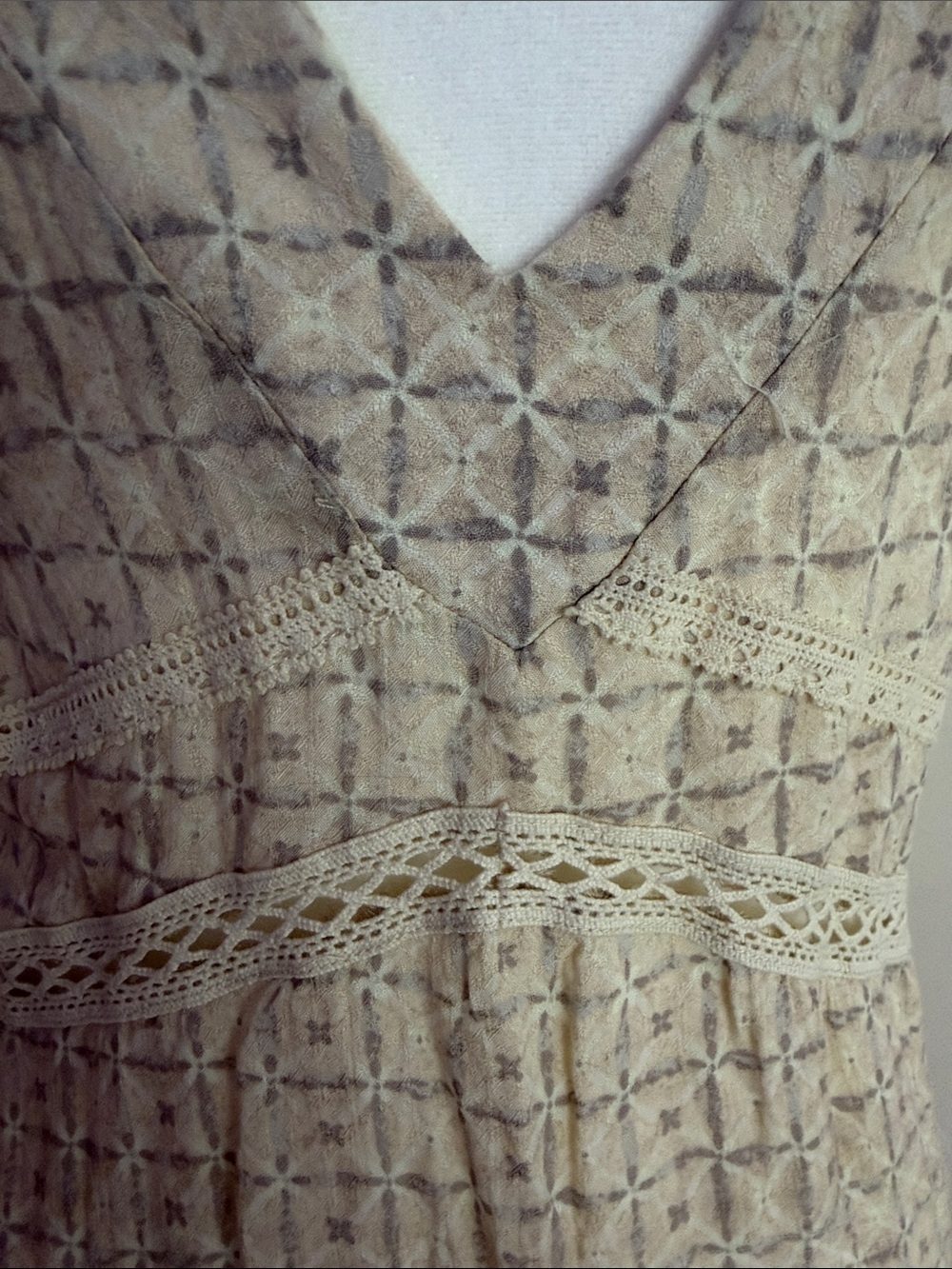 Free People Beige Crochet V-Neck Swing Dress - Picture 6 of 10